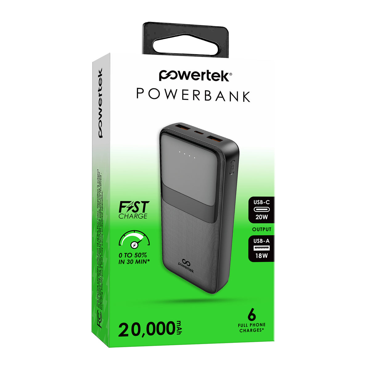 Powertek 20,000mAh Portable Charger PD Power Bank with USB-C