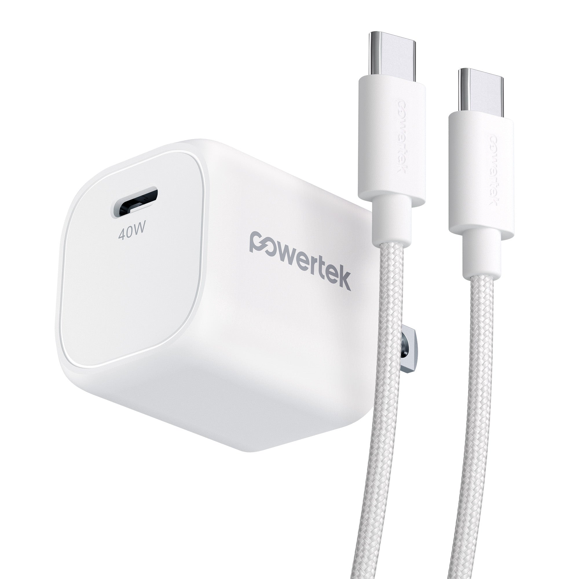 Powertek 40W Bundle with USB-C PD Wall Charger & 5ft USB-C to USB-C Cable