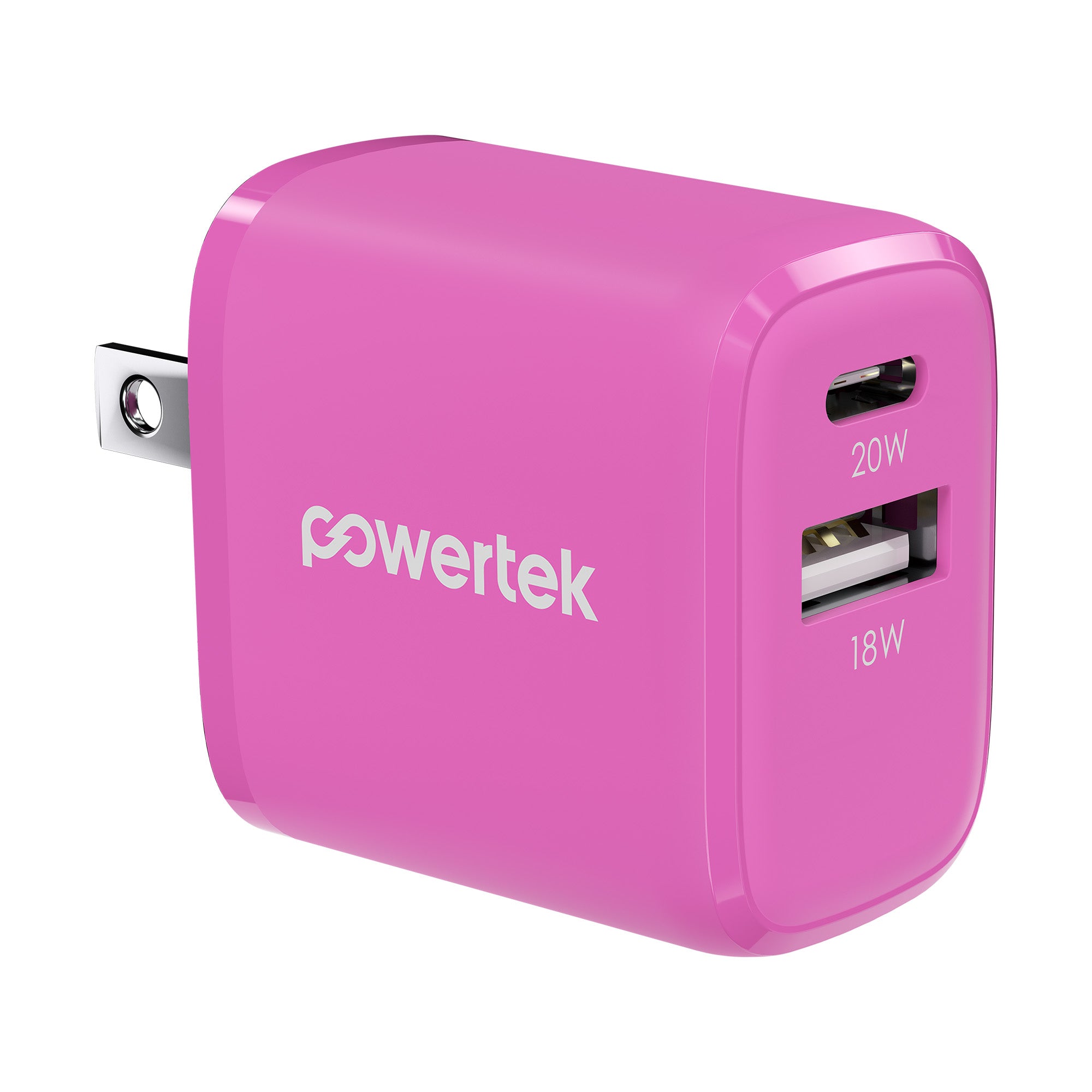 Powertek Carbon Design 20W Dual-Port Wall Charger (USB-A & USB-C)
