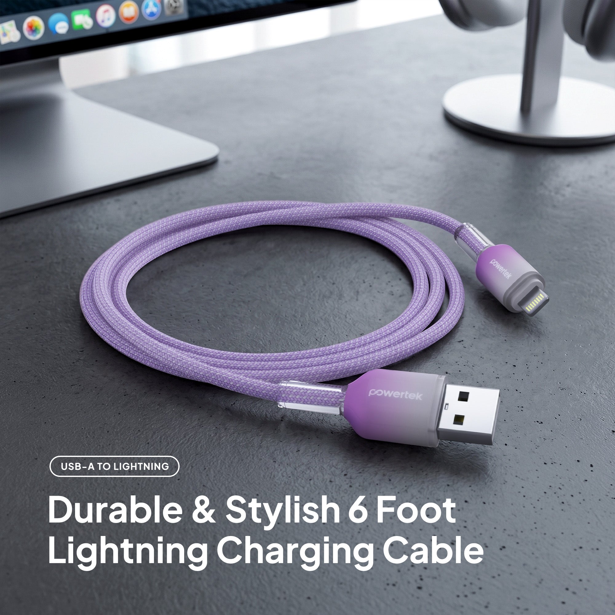 Powertek Frosty 6ft USB-A to Lightning Charging Cable