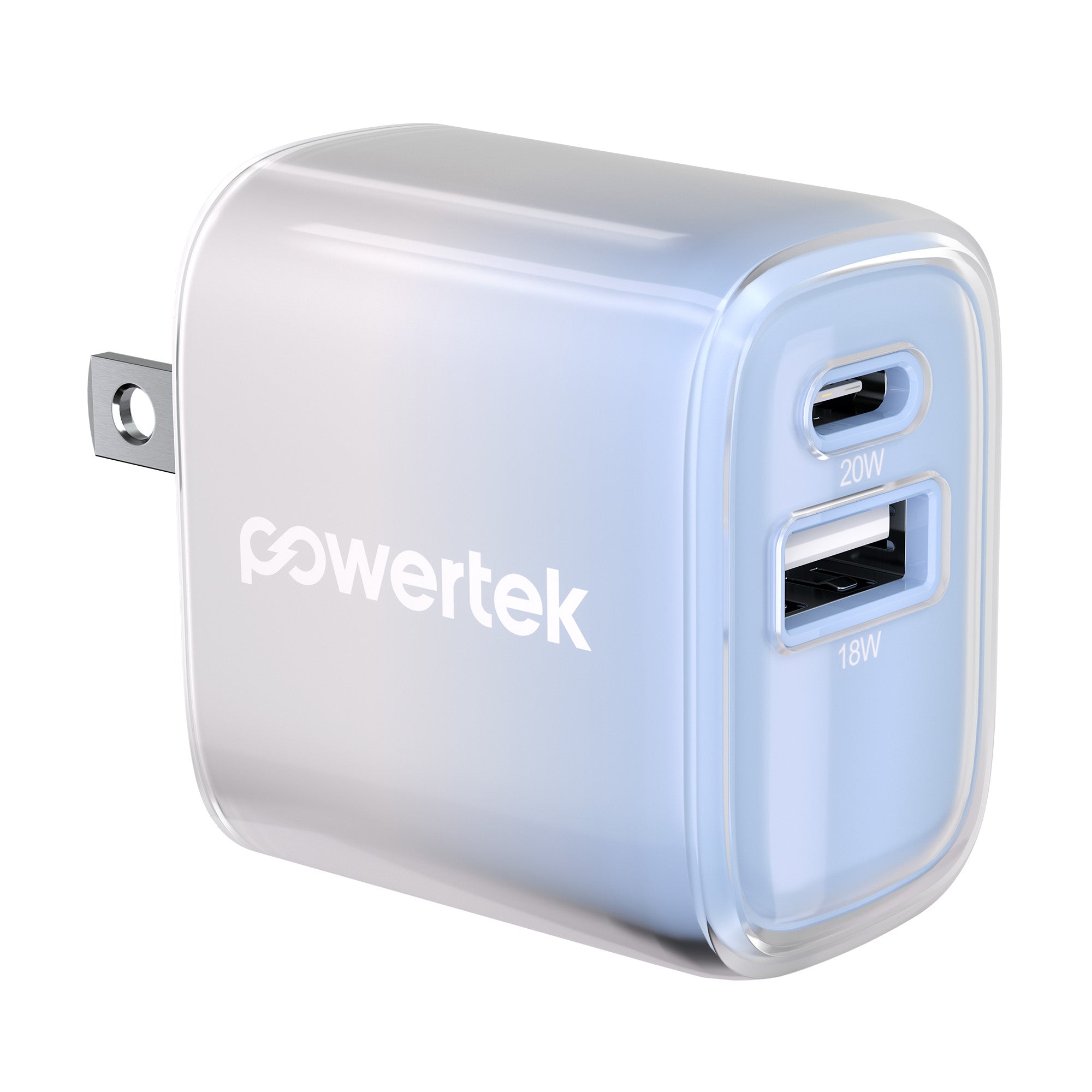 Powertek Frosty 20W Dual-Port Wall Charger (USB-A & USB-C)