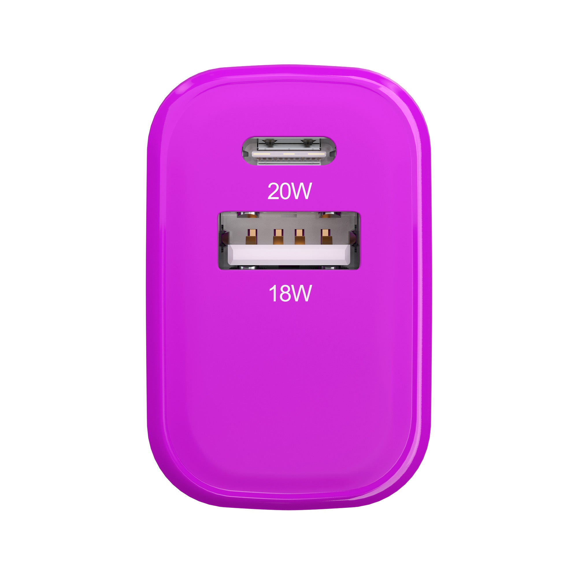 Powertek Light-Up 20W Dual-Port Wall Charger (USB-A & USB-C