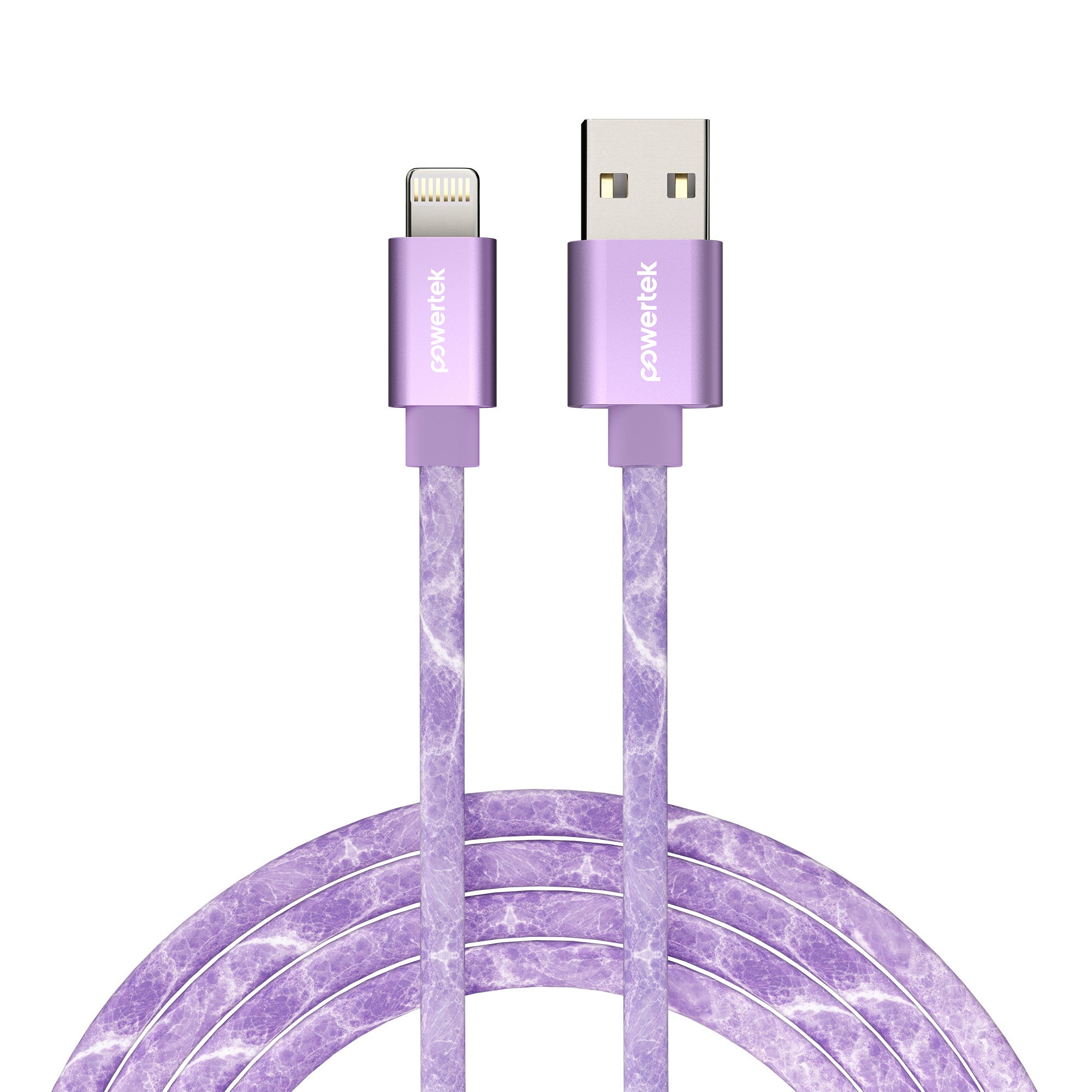 Powertek Marble 6ft USB-A to Lightning Charging Cable