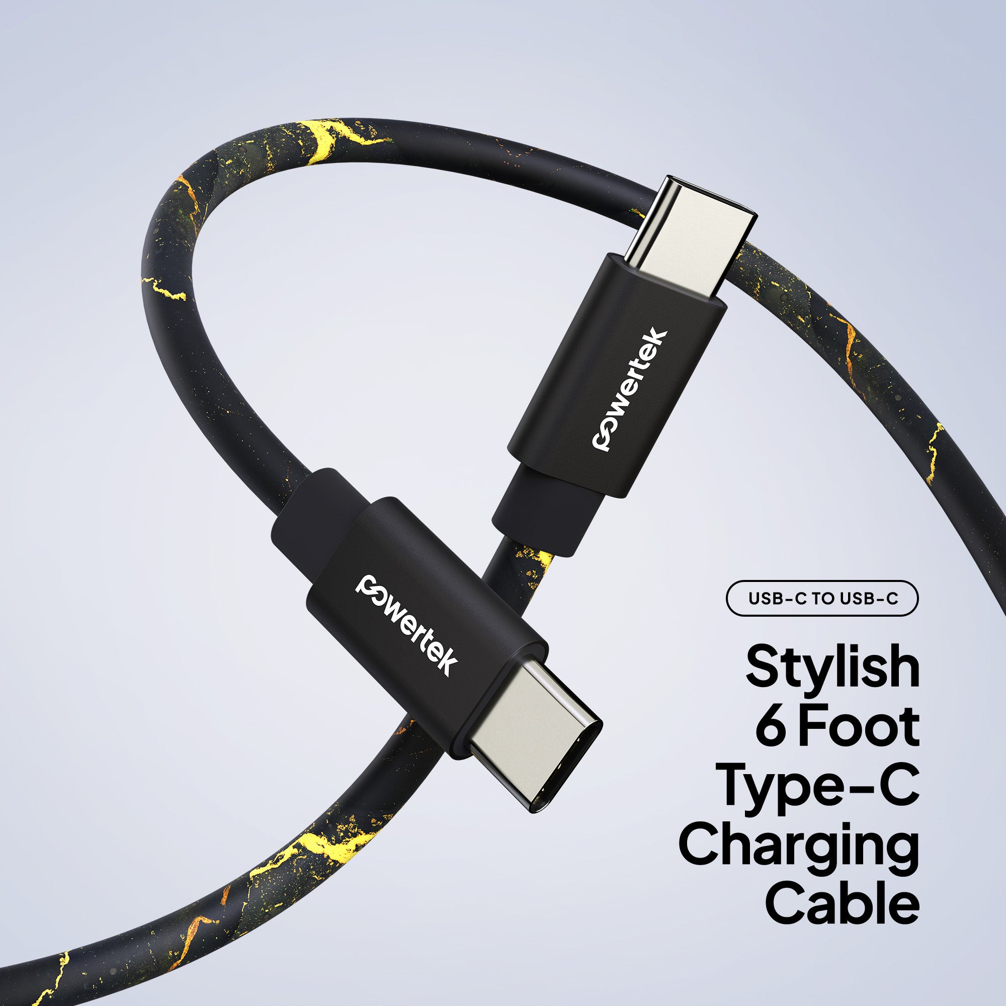 Powertek Marble 6ft USB-C to USB-C Charging Cable