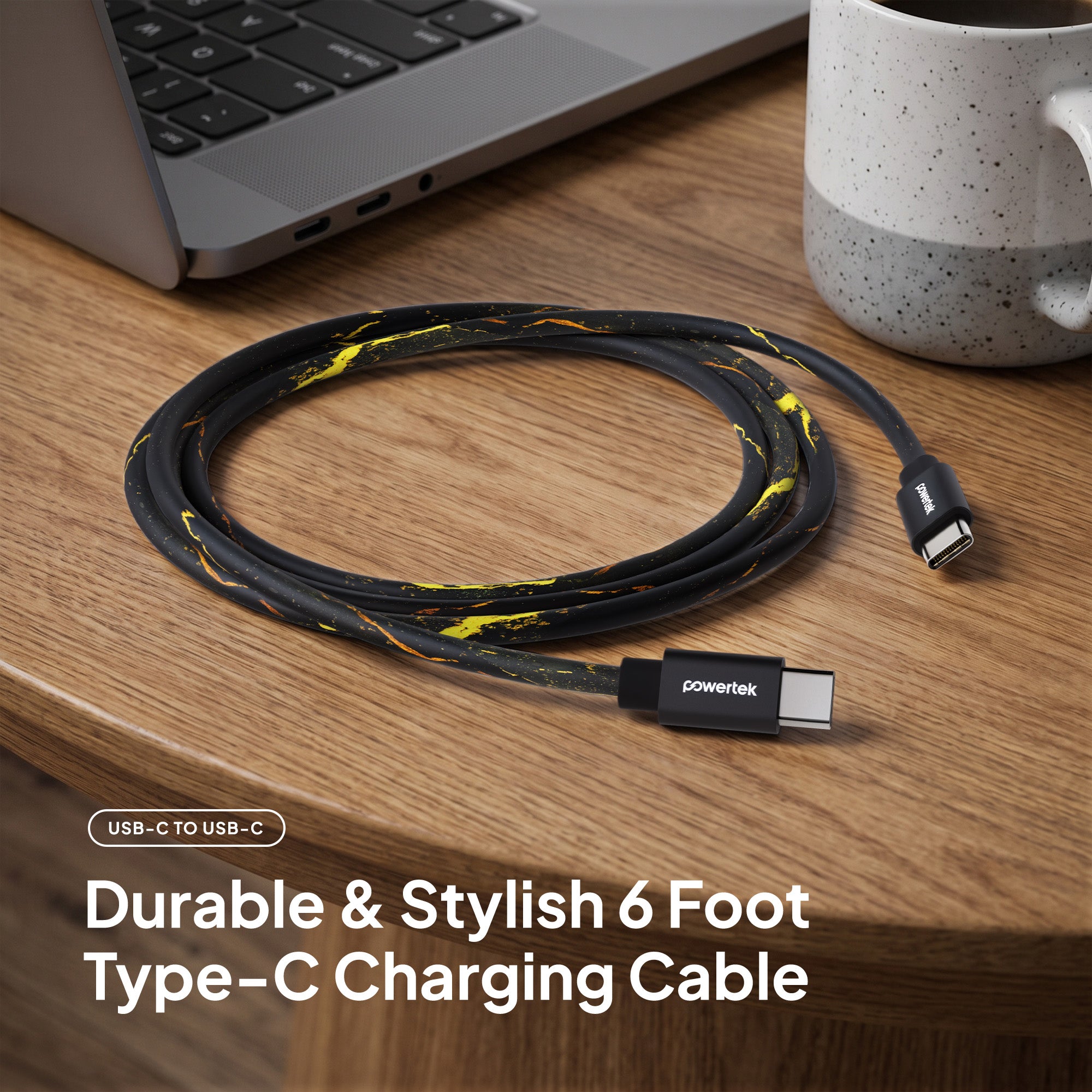 Powertek Marble 6ft USB-C to USB-C Charging Cable