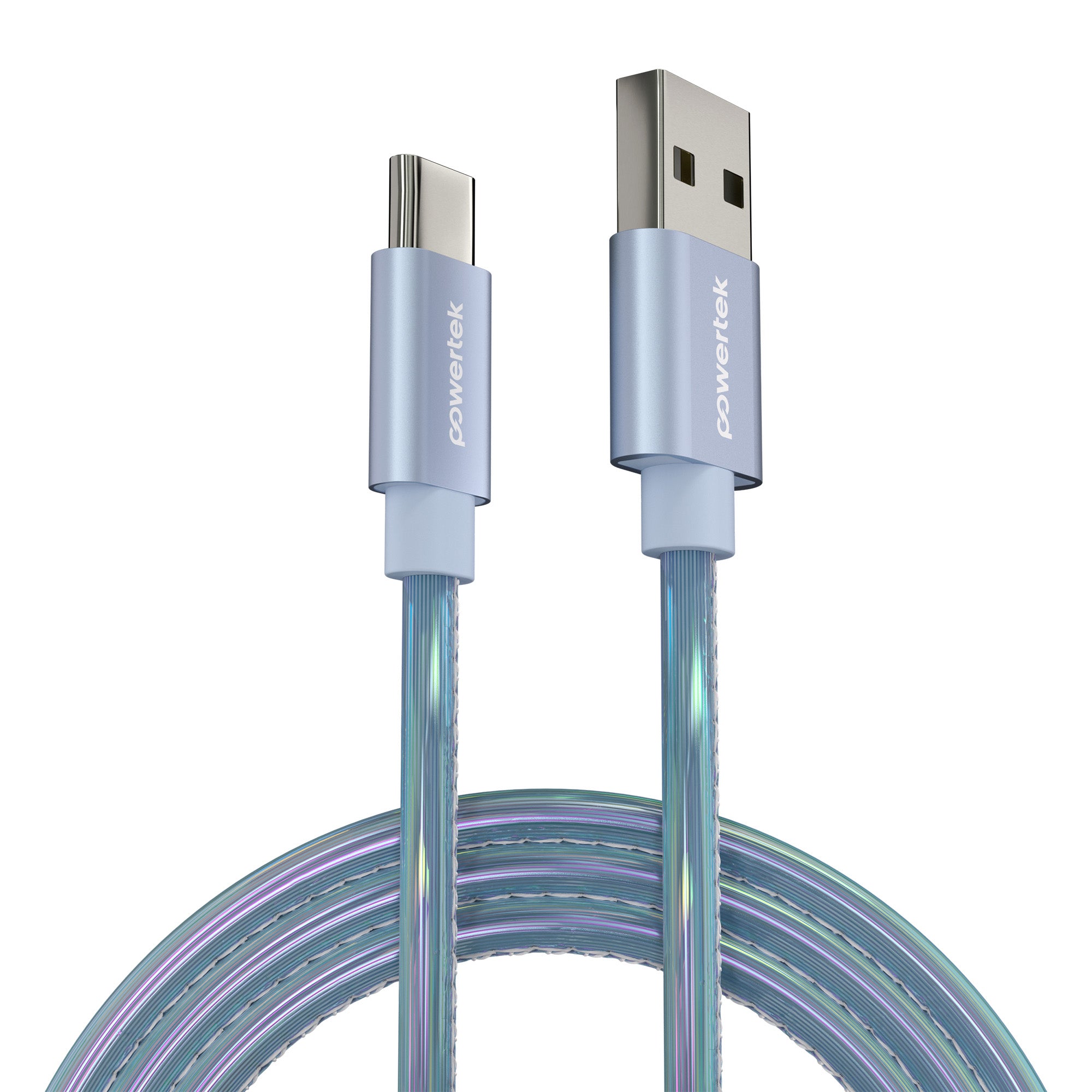Powertek Metallic Shine Pastel 6ft USB-A to USB-C Charging Cable