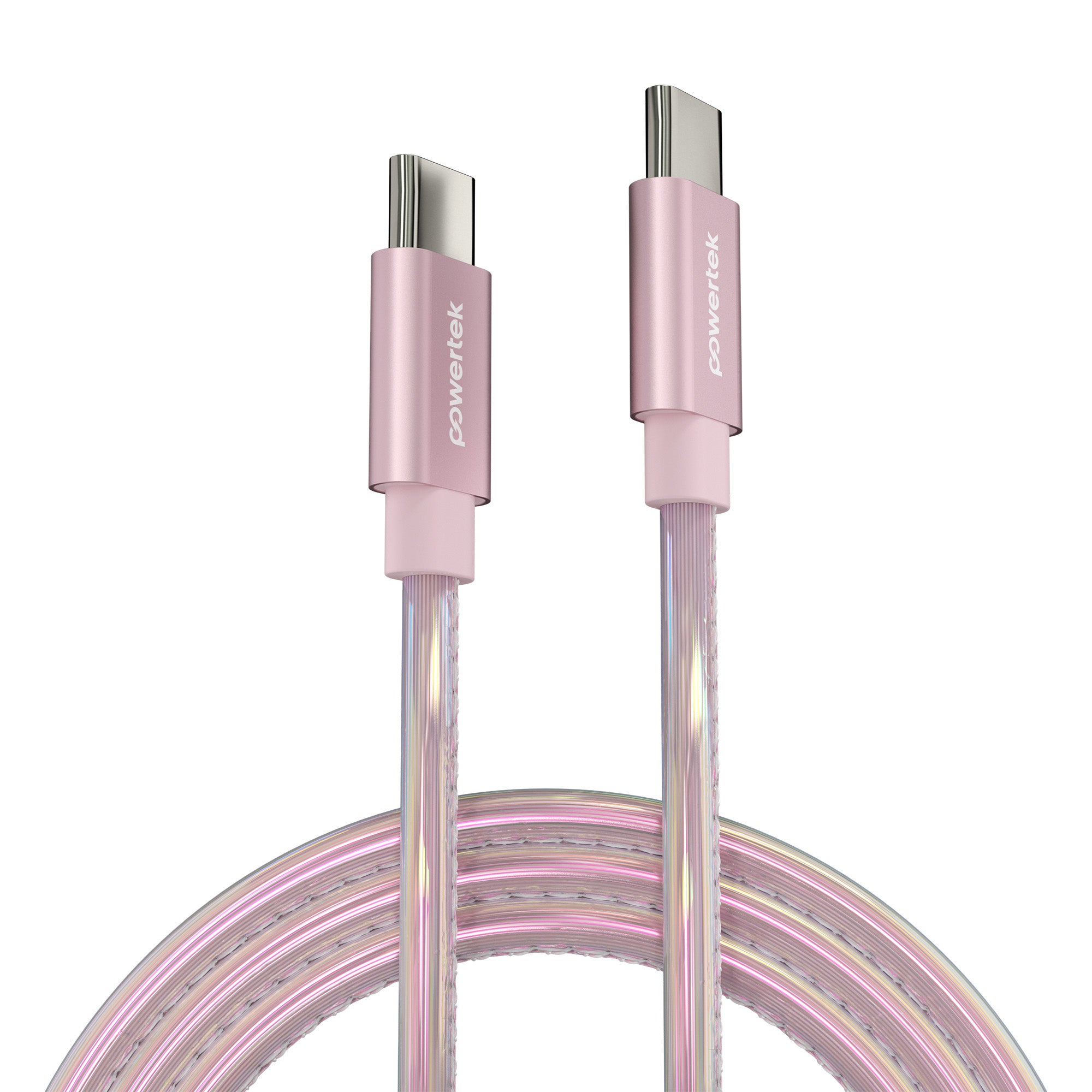 Powertek Metallic Shine Pastel 6ft USB-C to USB-C Charging Cable