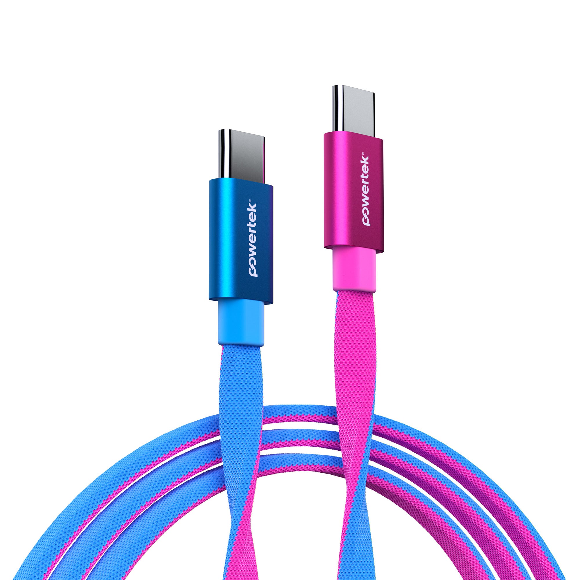 Powertek Neon Two-Tone 6ft USB-C to USB-C Charging Cable