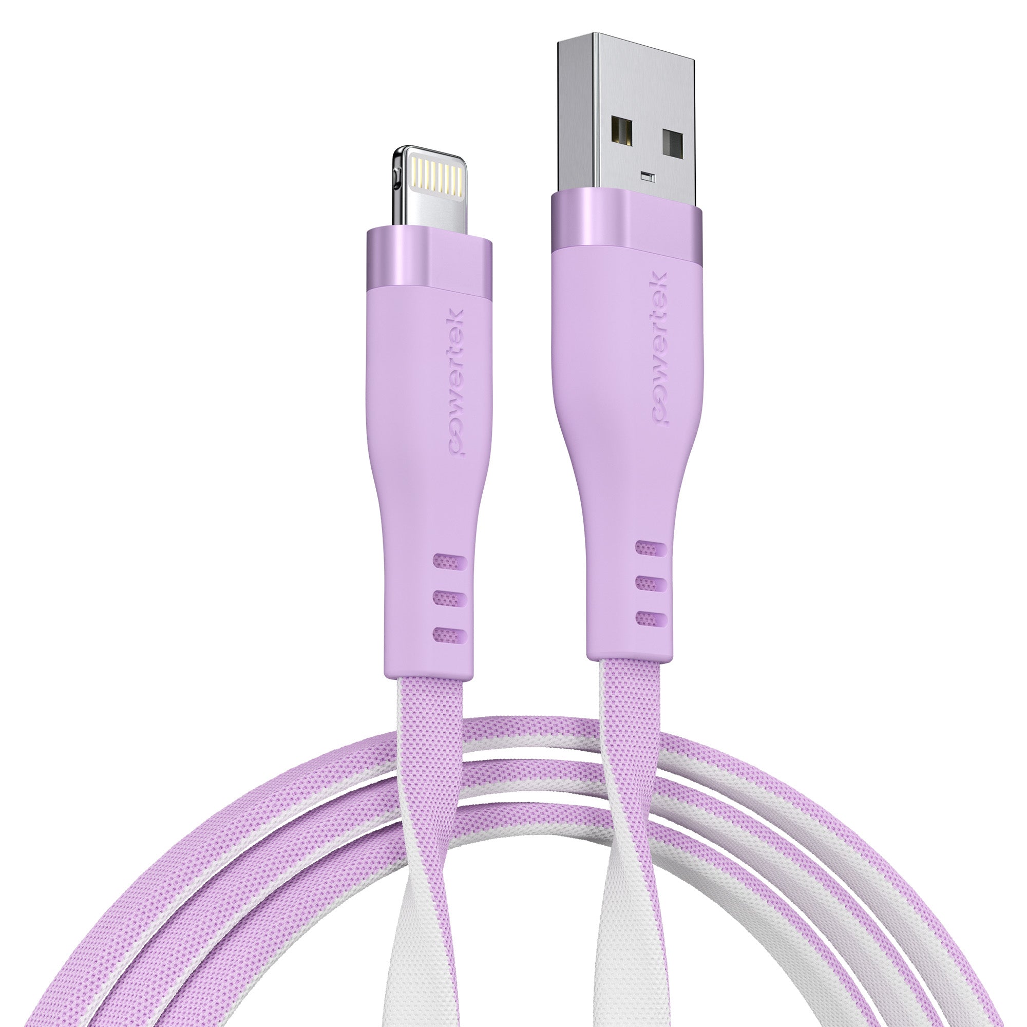 Powertek Two-Tone Pastel 6ft USB-A to Lightning Charging Cable