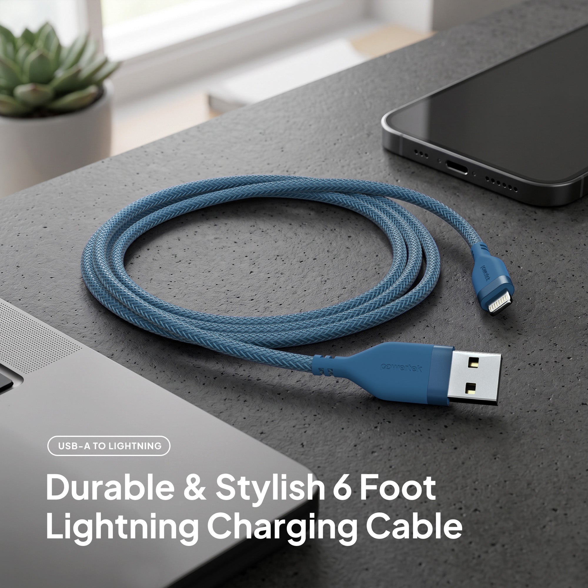 Powertek Ultra 6ft USB-A to Lightning Charging Cable