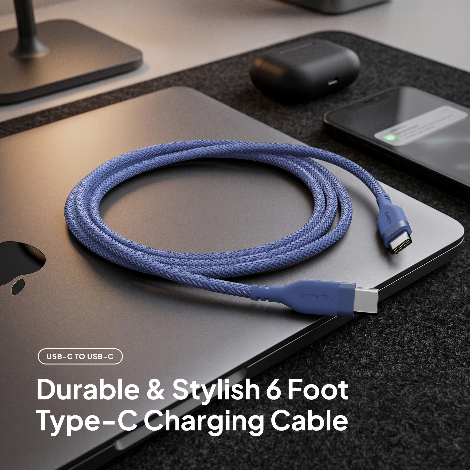 Powertek Ultra 6ft USB-C to USB-C Charging Cable