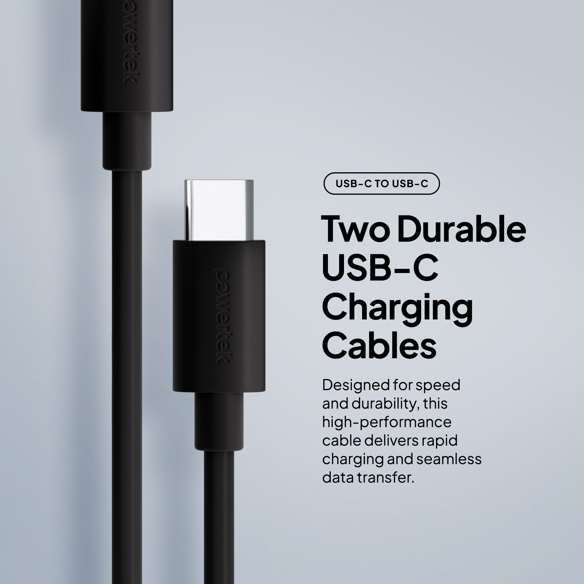 Powertek Value 4-Pack Bundle, Dual Port Wall Chargers with 6ft USB-C to USB-C Cables