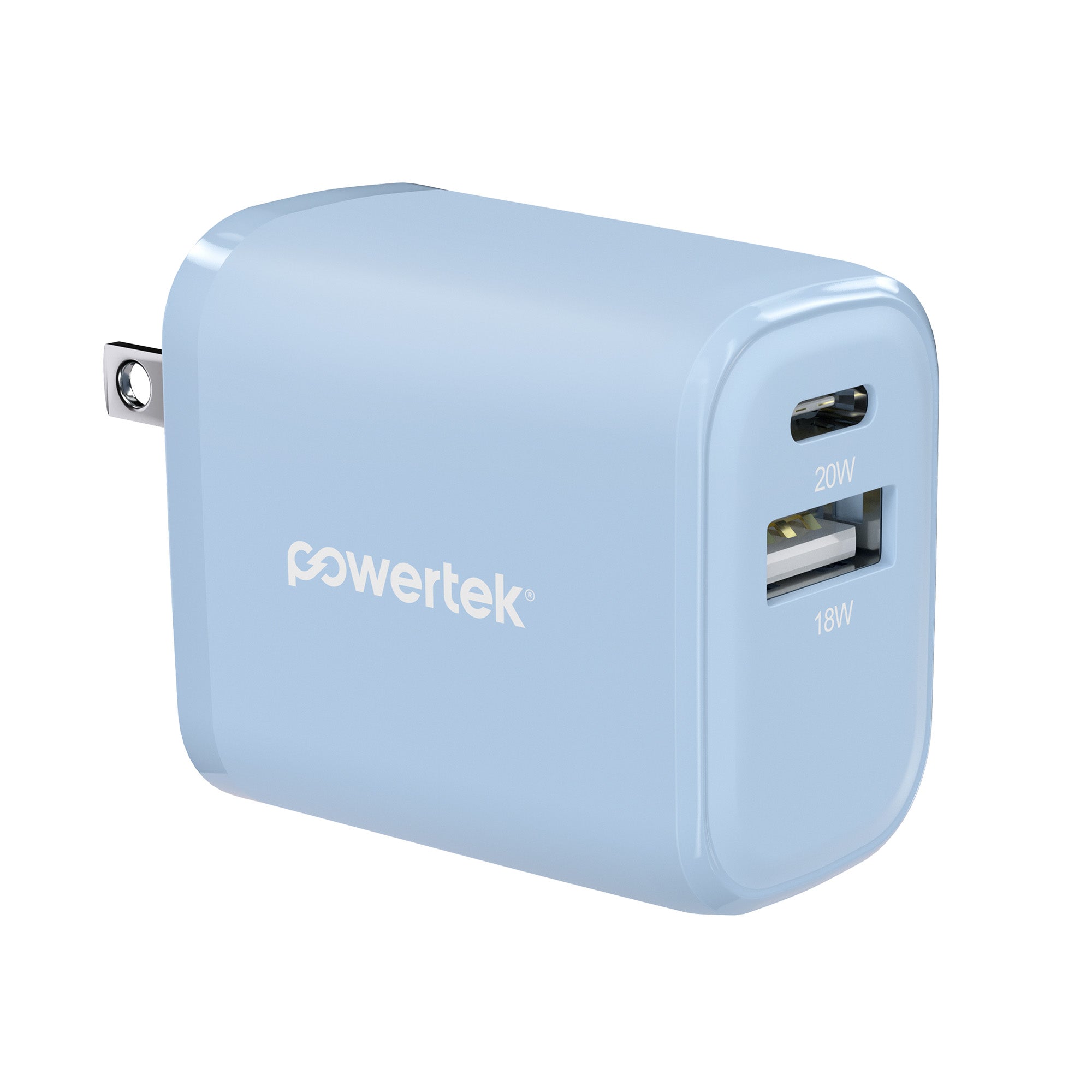 Powertek Pastel Velvet 20W Dual-Port Wall Charger (USB-A & USB-C)