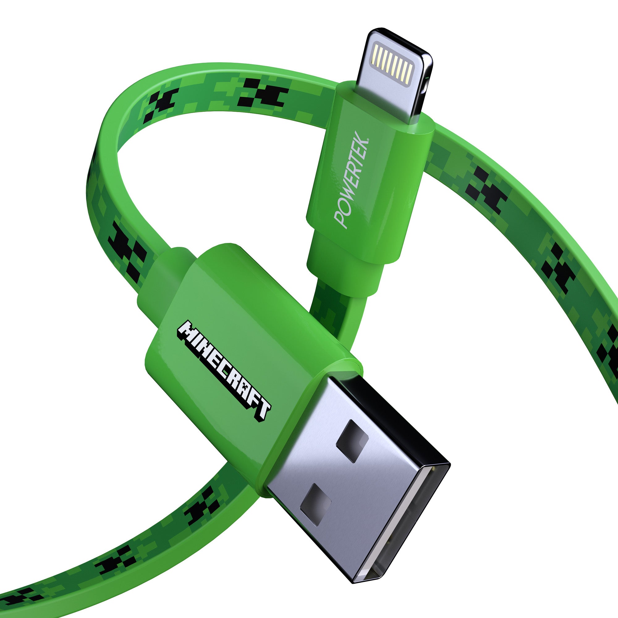 Powertek Minecraft USB-A to Lightning Charging Cable (6ft)